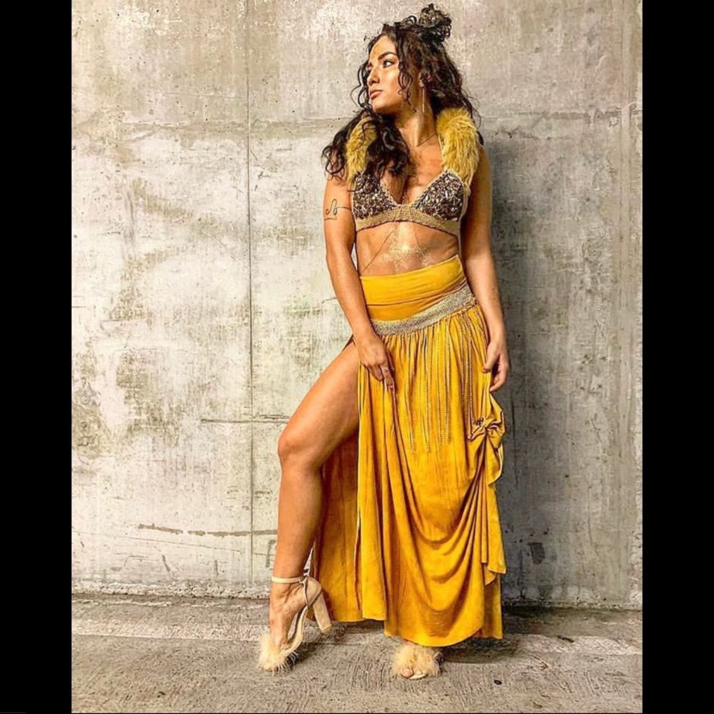 Tie Dye Double Side-Slit Maxi Skirt - Hippie Boho Tie Dyed Dress XS S M L XL - Picture 6 of 15